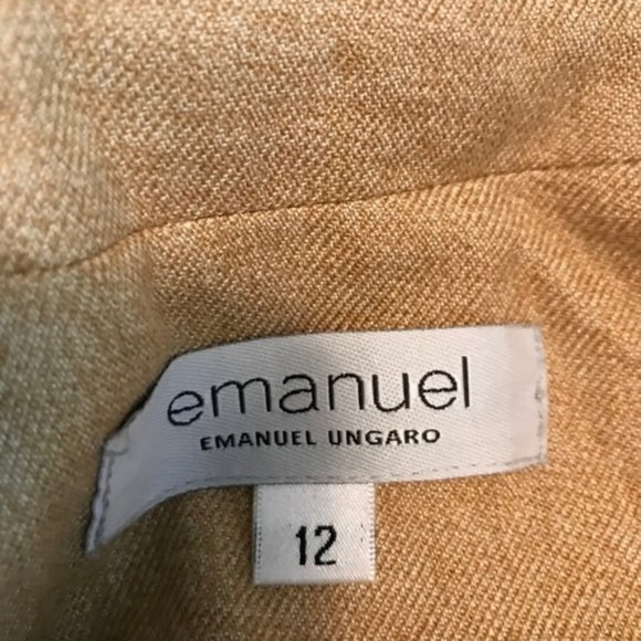 Emanuel Ungaro Tan Silk Wool Boyfriend Blazer Vtg - Picture 5 of 5